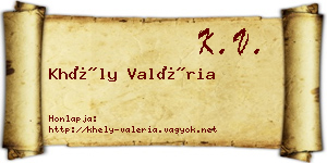 Khély Valéria névjegykártya